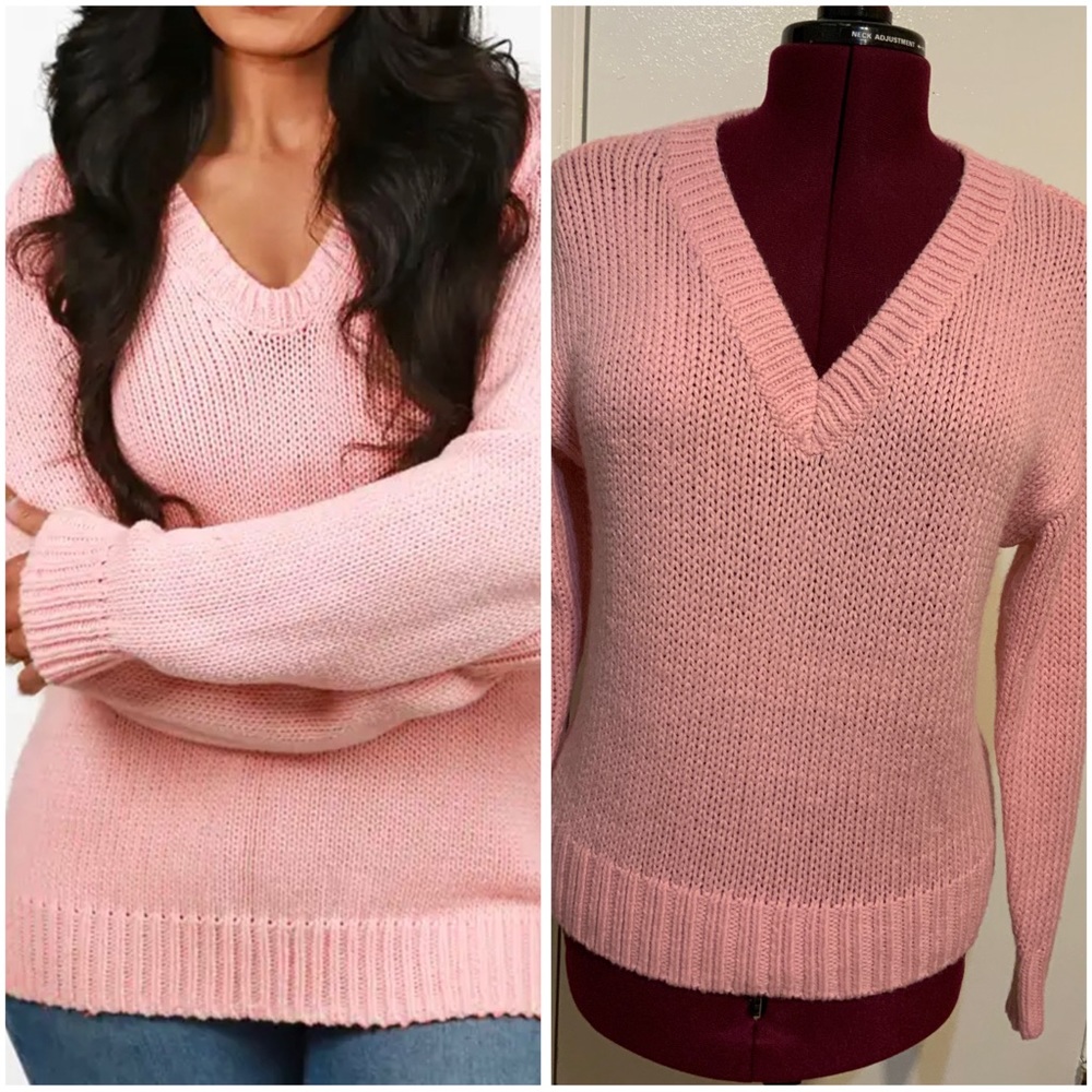 Like New Victoria’s Secret Pink Cable Knit V-Neck Pullover Sweater